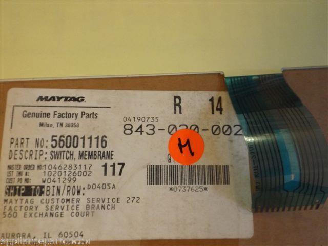 Maytag Microwave 56001116 SWITCH, MEMBRANE (WHT) NEW IN BOX Maytag Microwave 56001116 SWITCH, MEMBRANE (WHT) NEW IN BOX